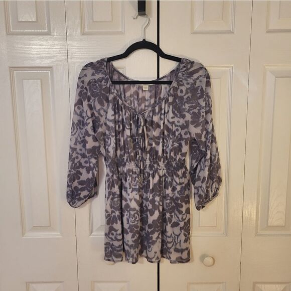 Boston Proper lavender/ grey 3/4 length sleeve blouse - Picture 1 of 10